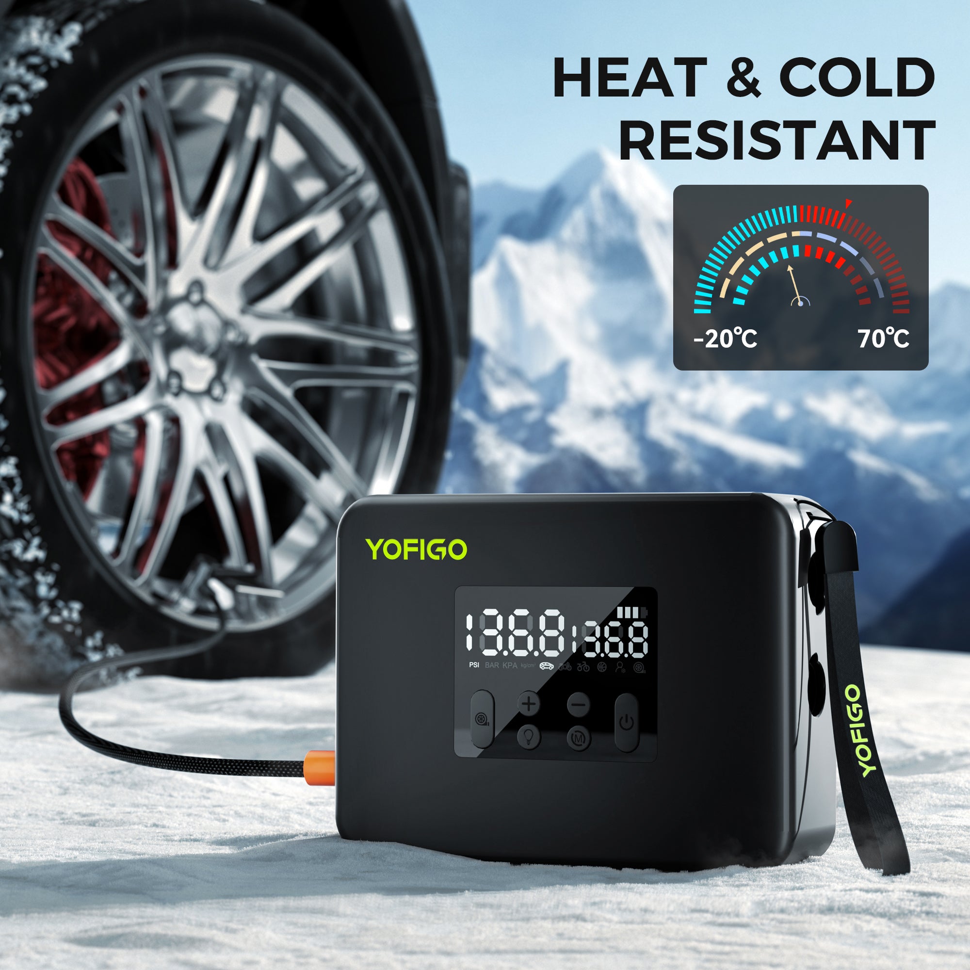 YOFIGO Portable Air Pump (with Built-in Battery & USB Cable)