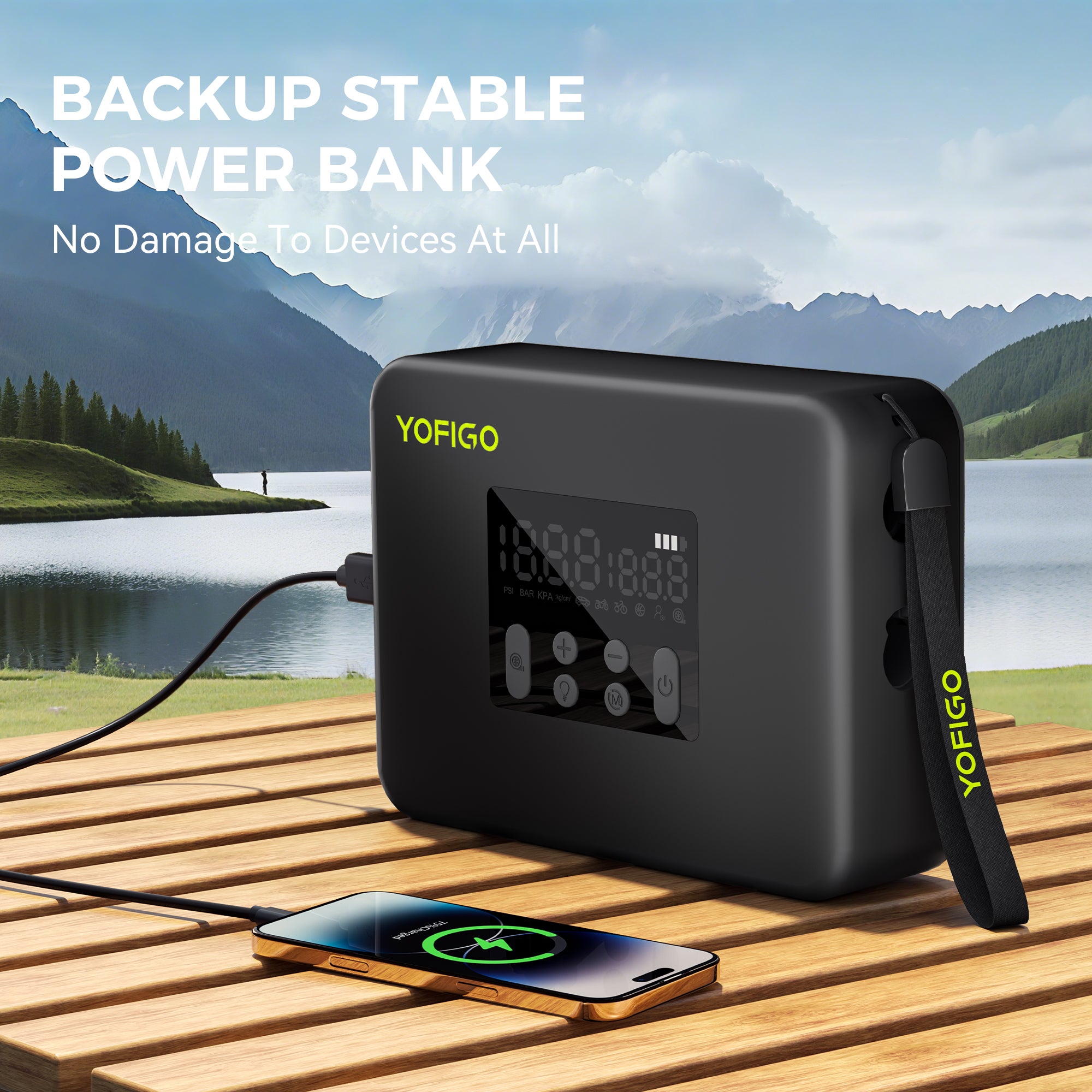 YOFIGO Portable Air Pump (with Built-in Battery & USB Cable)