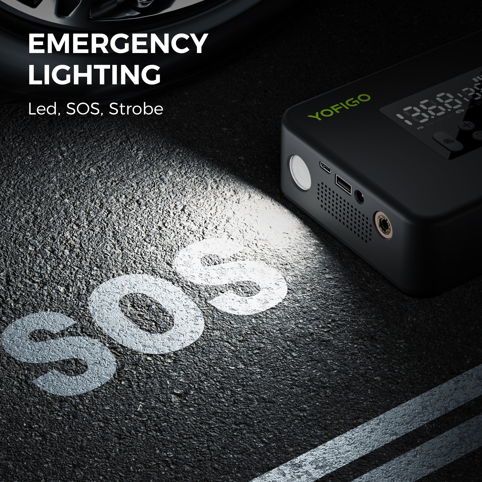 YOFIGO Portable Air Pump (with Built-in Battery & USB Cable)